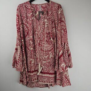 JACK'S SURFBOARDS Shirt Dress Sz L Cotton Blend Vacation Travel Top Summer